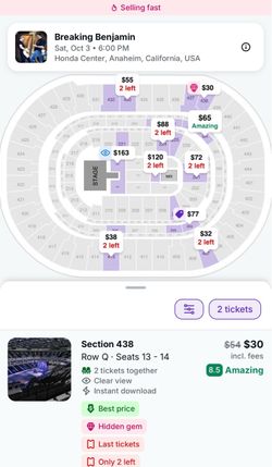 Breaking Benjamin ticket 10/3 Anaheim