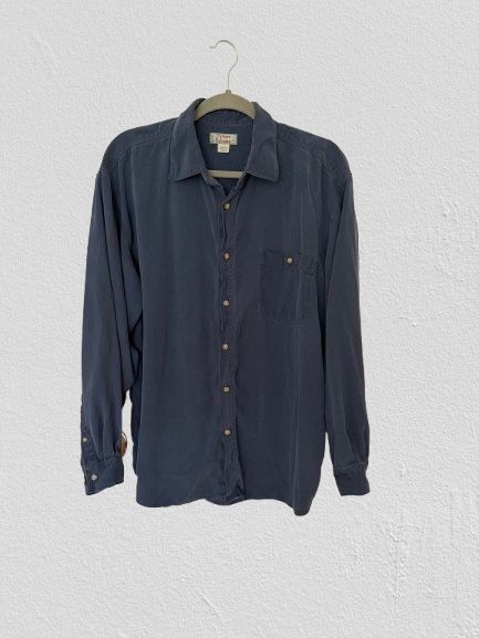 Vtg Tommy Bahama Men’s Long Sleeve Silk Shirt Gray/Navy Classic, Sz L