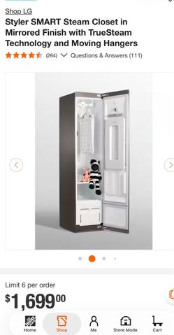 Styler SMART Steam Closet in Mirrored Finish with TrueSteam Technology and Moving Hangers