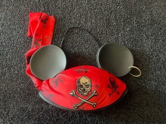 Disney Adult Ear Hat Pirates of the Caribbean Jack Sparrow Red Black Skull