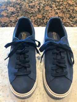 Puma blue/silver suede shoes