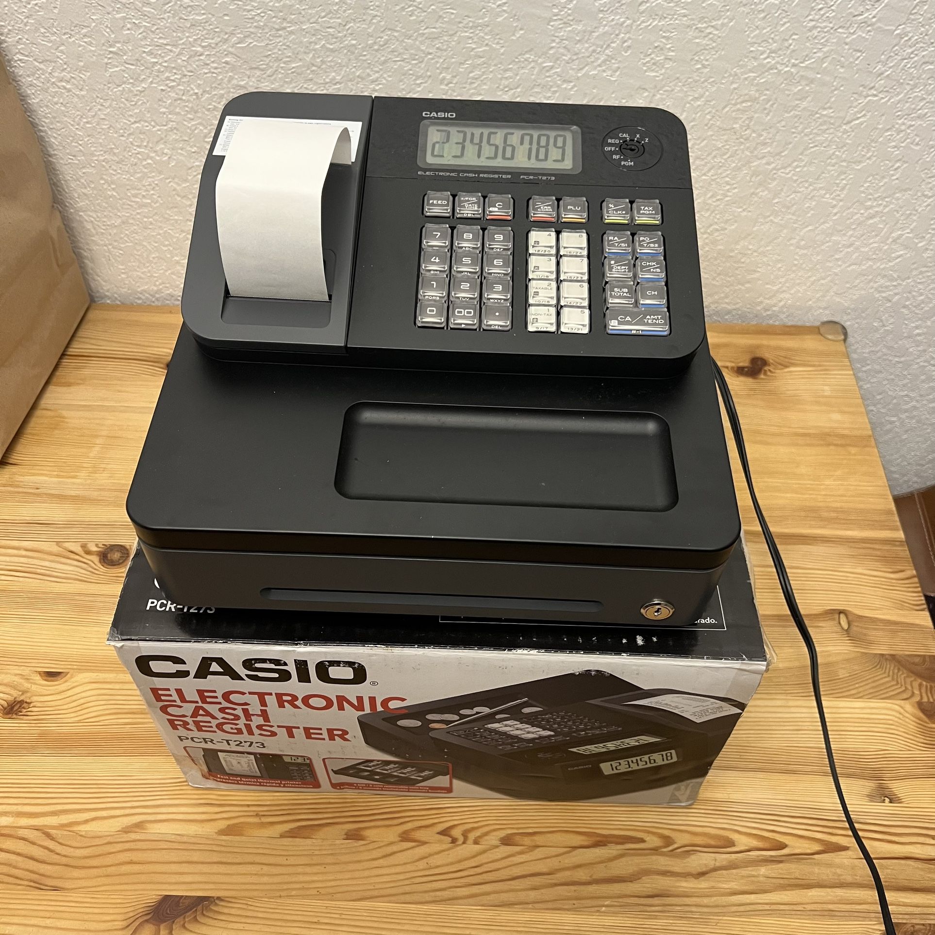 Casio PCRT273 Electronic Cash Register Tested with Drawer & Manual
