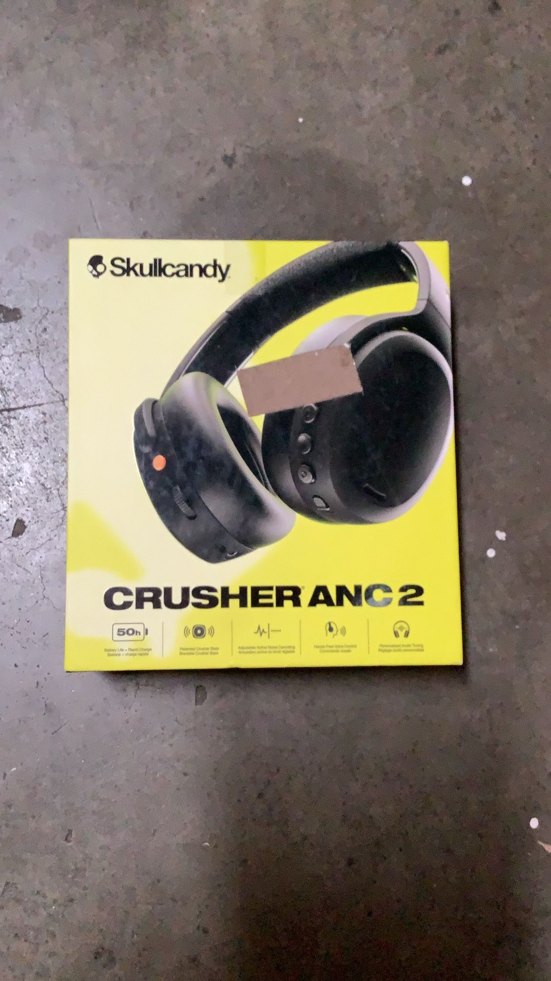 Skullcandy Crusher ANC 2 Over-Ear Noise Canceling Wireless Headphones with Sensory Bass and Charging Cable, 50 Hr Battery, Skull-iQ, Alexa Enabled, Mi