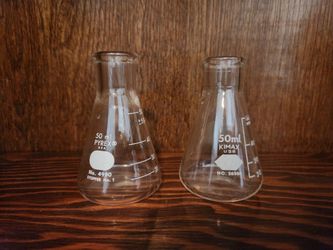50 mL laboratory Erlenmeyer flasks, many available