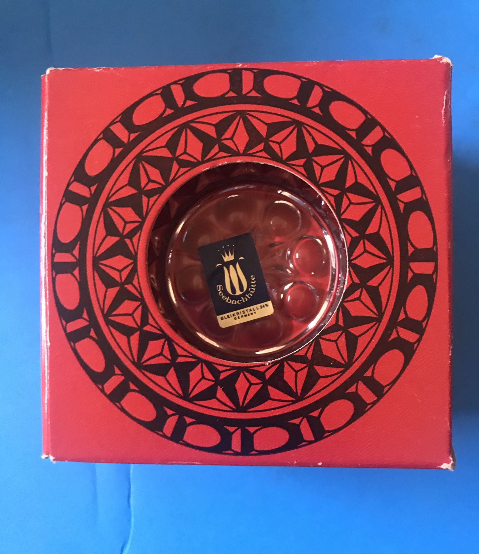 New Vintage German Bleikristall Crystal Coasters (Set Of 6) over 24% lead/ box