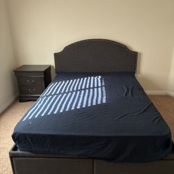 Bed Frame + Nightstand + Mattress (Barely Used) – Must Go