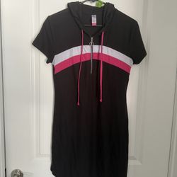 Dress, Hooded, Black, Large 