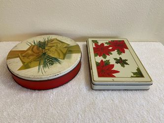 2 Vintage Christmas Tins - Round One is Frederick & Nelson
