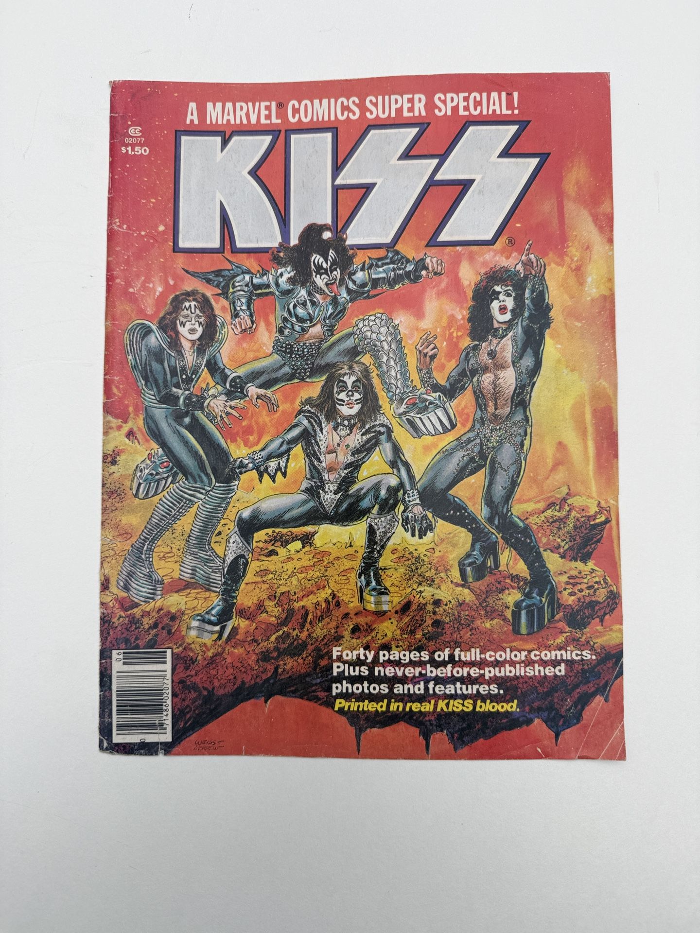 Kiss Marvel Comics Super Special #1 (1977) Complete Interior Detached Cover In Two Pieces.
