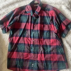 LL Bean Vintage Plaid Short Sleeve Shirt 