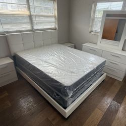 Queen    Bedroom Set With Mattress All New Furniture And Free Delivery 