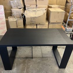 Brand New Solid White Oak Wood Desk Dining Table, Black, 60x33”