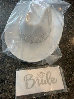 bachelorette bride hat & bride to be sash with veil