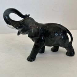 1950s Porcelain Elephant Decor Multi Color Figurine Antique Statue (10 Inches)