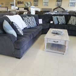 Charenton Charcoal Oversized Sectional & Couch & Sofa 
