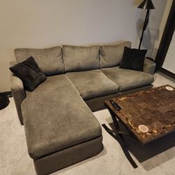 Grey Couch with Chaise (Missing Back Cushions)