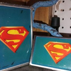 Vintage Superman Cigarette case And Metal Card Holder