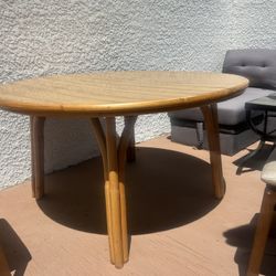 Extended Wooden Dinning Room Table With Leaf To Fit 6 People 