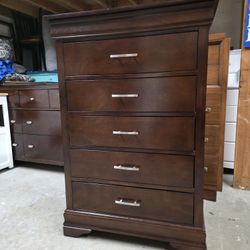 Modern Espresso Color 5 Drawer Tallboy Dresser