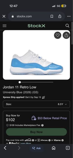 Jordan 11 Retro Low University Blue