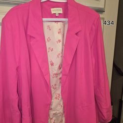 Womens Hot Pink Blazer With Matching Shorts