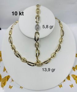 Juego Collar Y Manilla 10 K