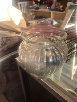 Small Clear Ribbed Glass Vase