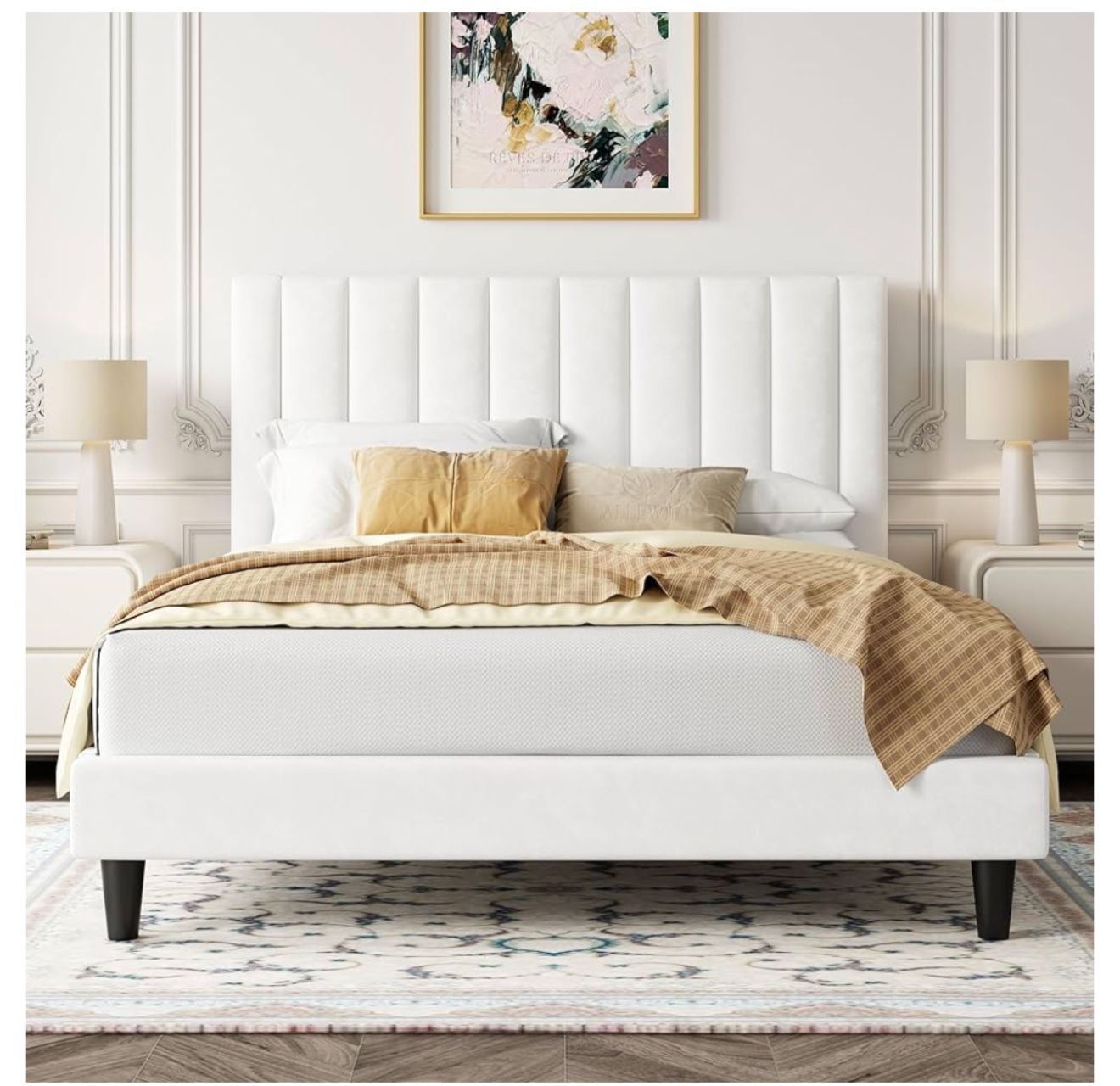 Queen Bed Frame/Velvet Upholstered Bed Frame and Headboard Brand New