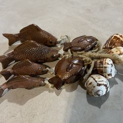 Hanging String Of Ceramic Fish And Shells
