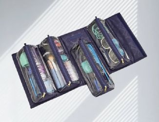 💎 Navy Blue Large Beauty Case, travel cosmetic Rollup Organizer (Joy Mangano)