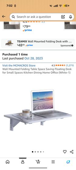 Floating desk for wall