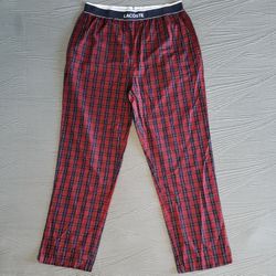 LACOSTE Men's Lounge Sleepwear Pajama Pants (M) Red/Blue Plaid 