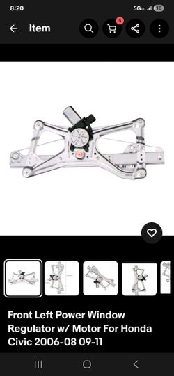 Honda Civic Front Left Power Window Regulator & Motor