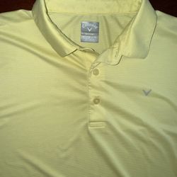 Callaway Opti-Dri Polo Shirt Mens Large Yellow Short Sleeve Golf Performance L