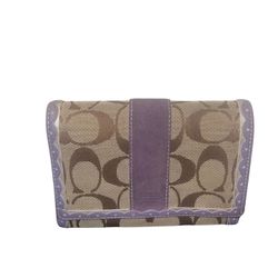 Coach Signature Canvas & Purple Wallet