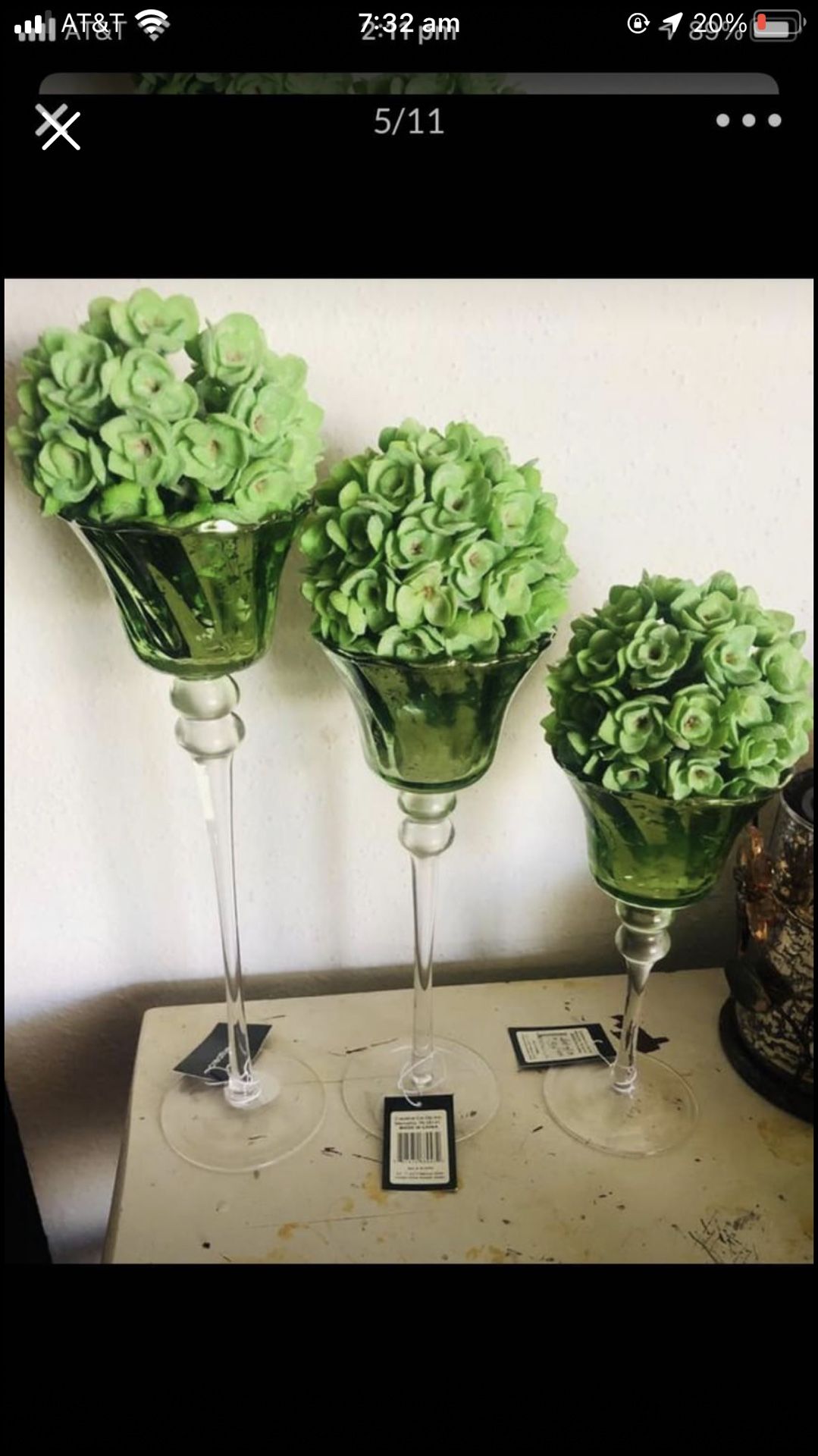 GREEN MERCURY GLASS DECOR