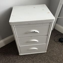 White Nightstand -Solid Wood
