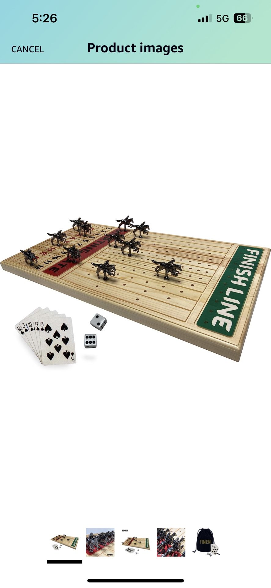 FINENI Horse Racing Board Game with Luxurious Durable Metal Horses, 11 Pieces, Black Metal Horses, Real Pine Wood Horseracing Game Board, Dice and Car
