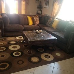 Brown Luxury  Style table with 2 matching End Tables 