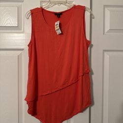 Alfani Sleeveless Layered Tank Top-coral