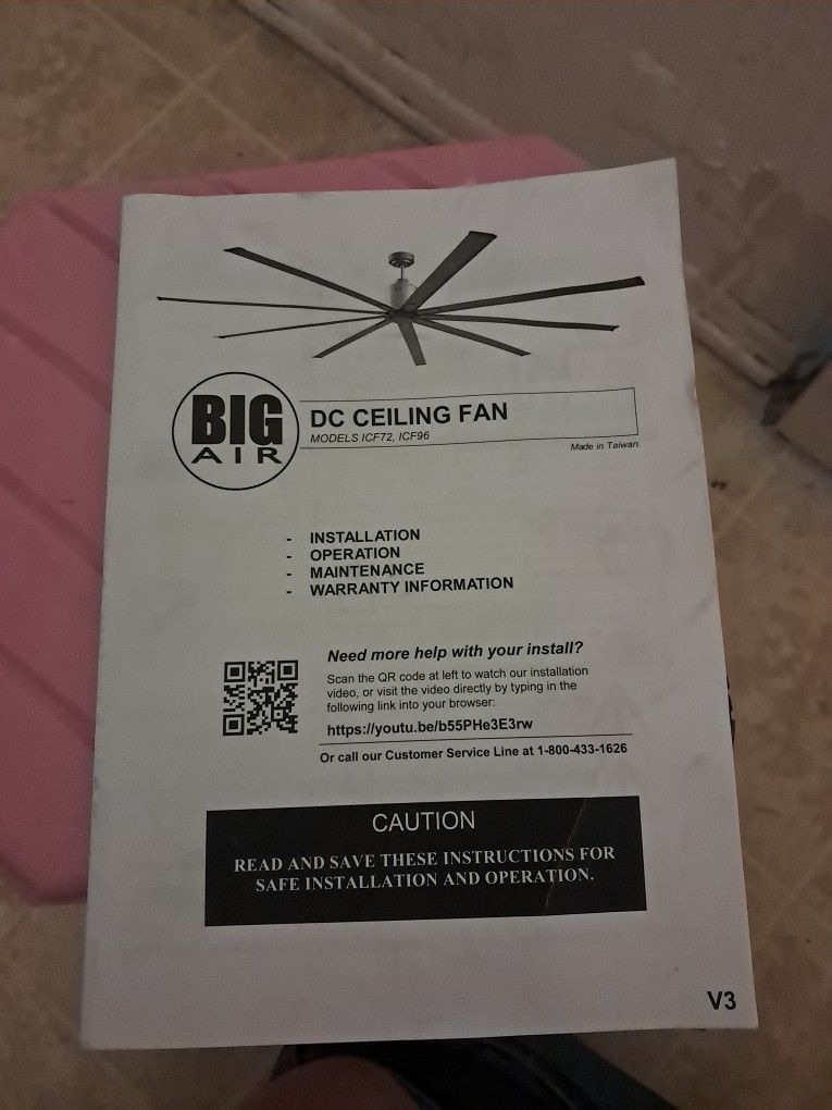 BIG AIR DC CEILING FAN 72IN