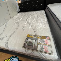 Visco Blue Gel Queen Mattress And Box Set 