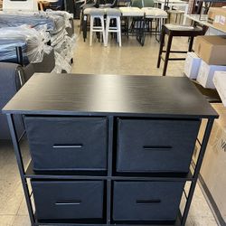 VASAGLE File Cabinet with 4 Drawers Cube Storage Shelf - Black  