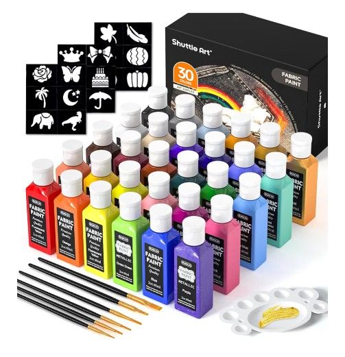 Fabric Paints + Baby shower stencils 