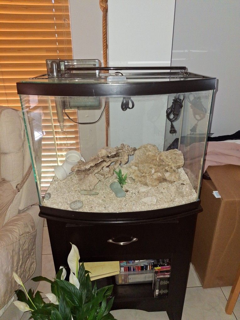 Aquarium with light stand filter