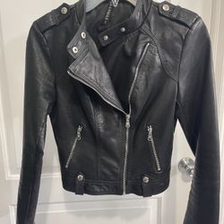 Women’s Faux Leather Black Moto Biker Jacket Size Small