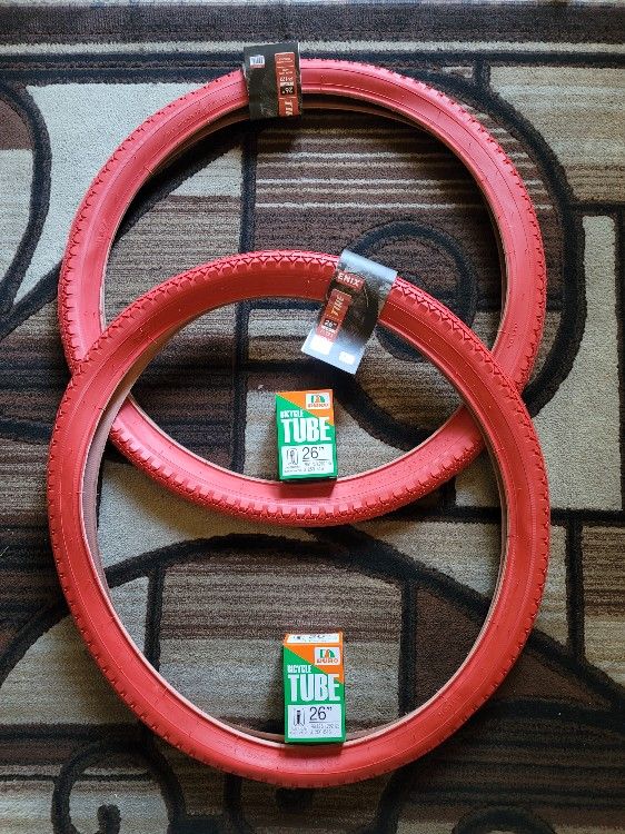 NEW Bicycle Bmx Cruiser Tires 26" Solid Red