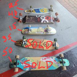 5 Available Longboard Skateboards. See Picture For Prices. Firm Numbers