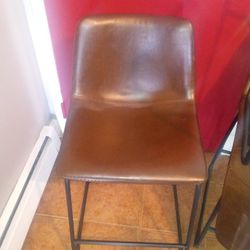 4 Brown Leather Stools