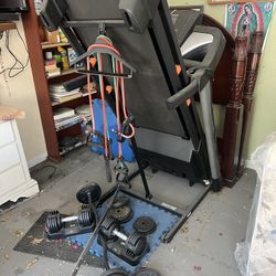 Exercise E Equipment For Sale Workout Weights, Bungee Cords Treadmill All For 500 Or Best Offer